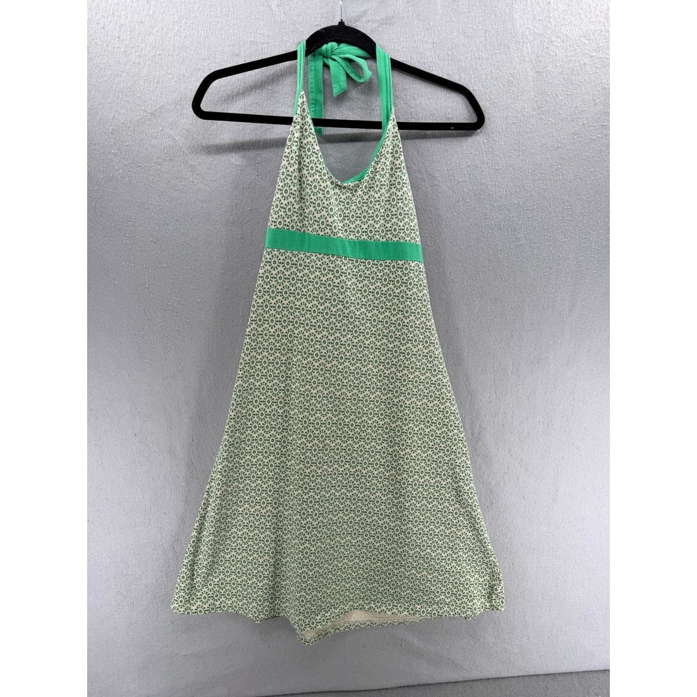Patagonia Iliana Halter Dress Womens Size S Green Organic Cotton Shelf Bra Mini
